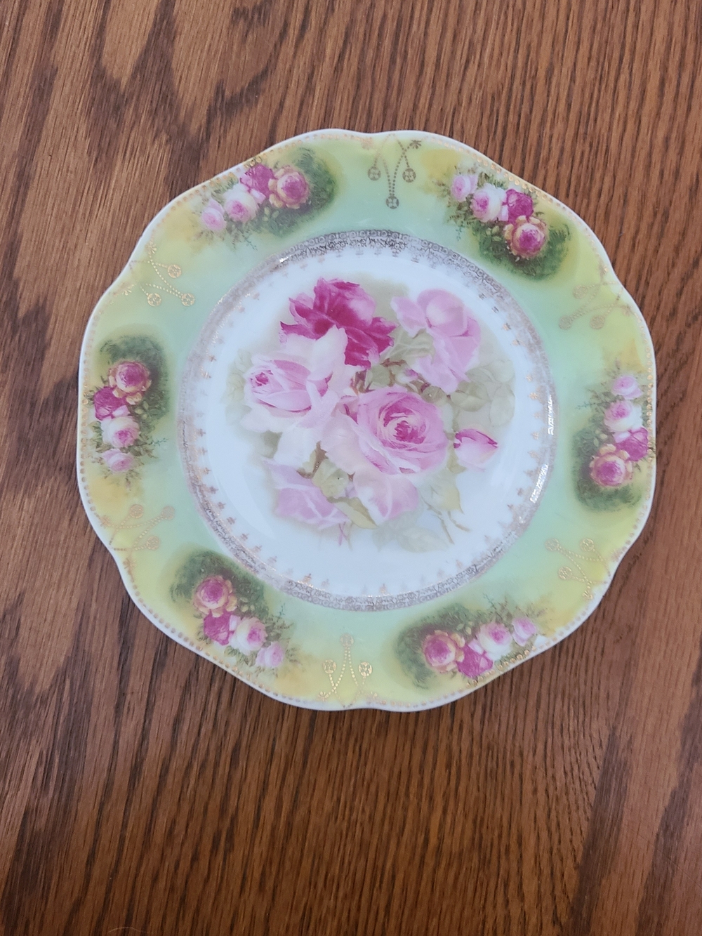 Vintage Floral Pink Rose Decorative Plate